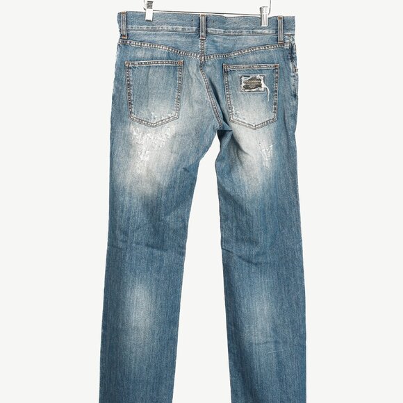 Dolce & Gabbana Medium-Wash Distressed Straight-Leg Jeans - Picture 2 of 12